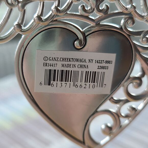 Ganz "Protect Our Family" Guardian Angel Ornament Silver Tone w/ Heart Crystal - Picture 8 of 9